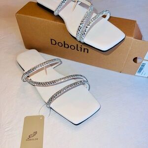 White and Silver Women's Sandals